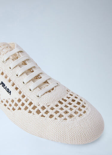 Prada Collapse Crochet Sneakers Cream pra0264041