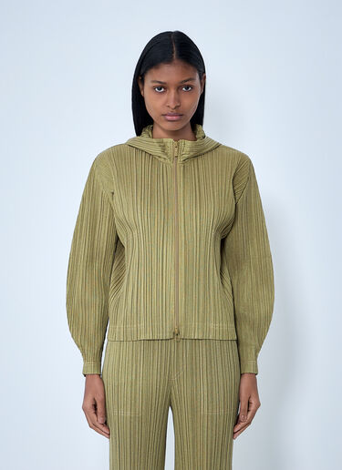 Pleats Please Issey Miyake Ribbed Knit Hooded Sweatshirt Yellow plp0263010