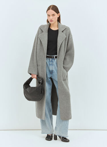 TOTEME Rib-Knit Cardi Coat Grey tot0259025