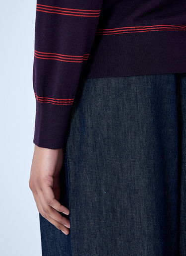 Dries Van Noten Striped Knit Polo Sweater Purple dvn0263013