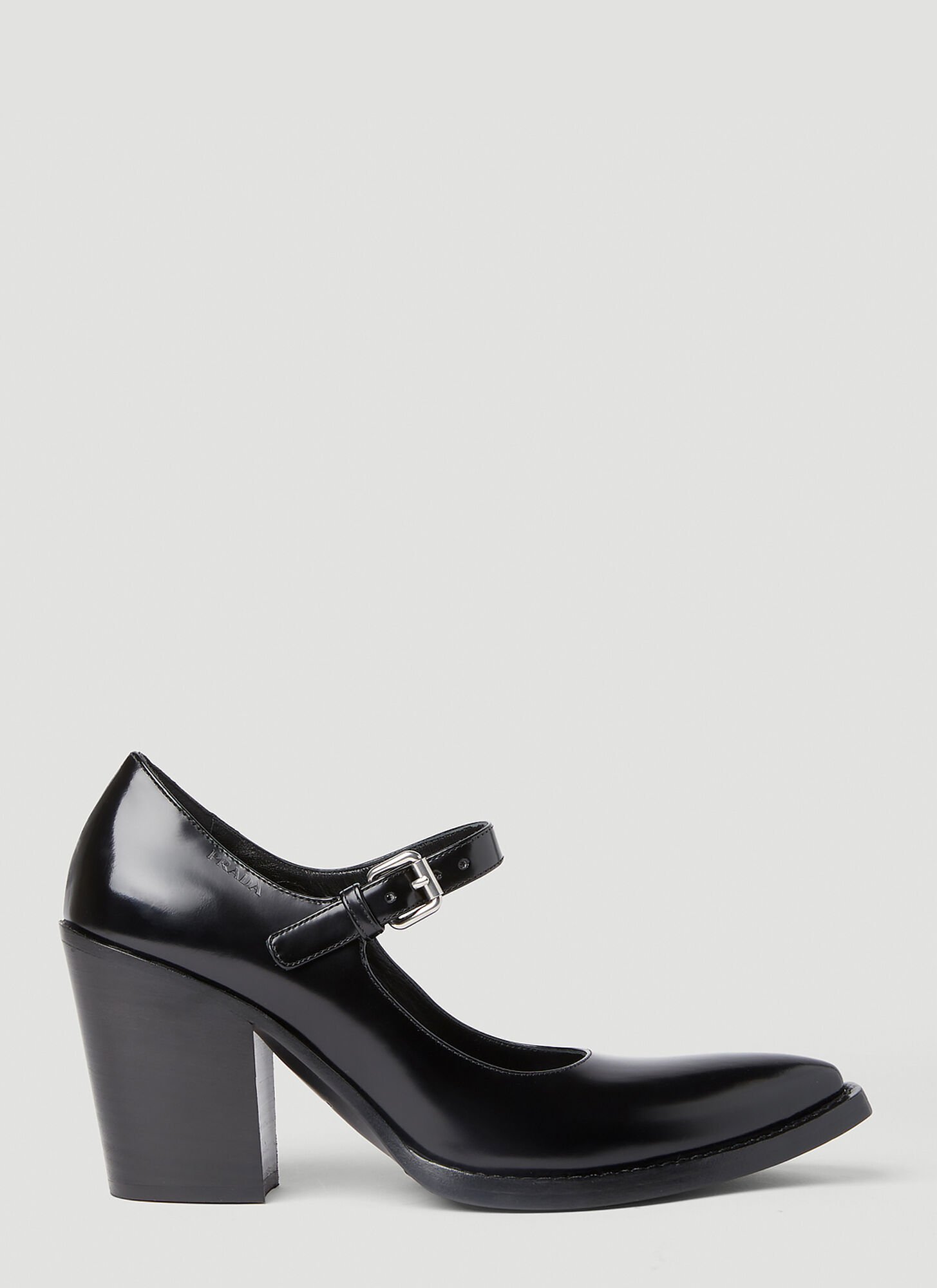 Prada Mary Jane Heeled Sandals In Black