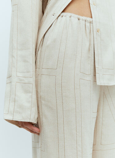 TOTEME Monogram Flannel Pyjama Pants Beige tot0255019
