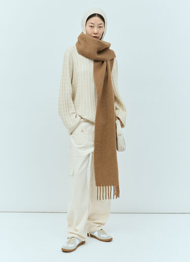 TOTEME Cable Knit Hooded Cardigan Beige tot0255029