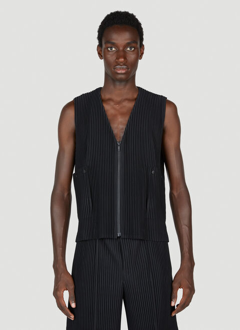 Homme Plissé Issey Miyake Pleated Zip Up Vest Black hmp0153001