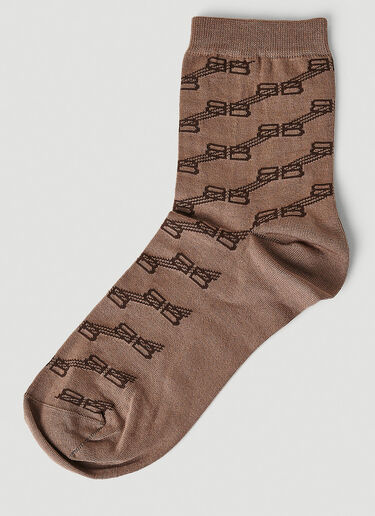 Balenciaga Monogram Socks Brown bal0251022