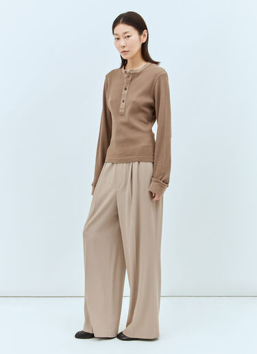 Acne Studios Logo Waistband Tailored Pants Beige acn0257018