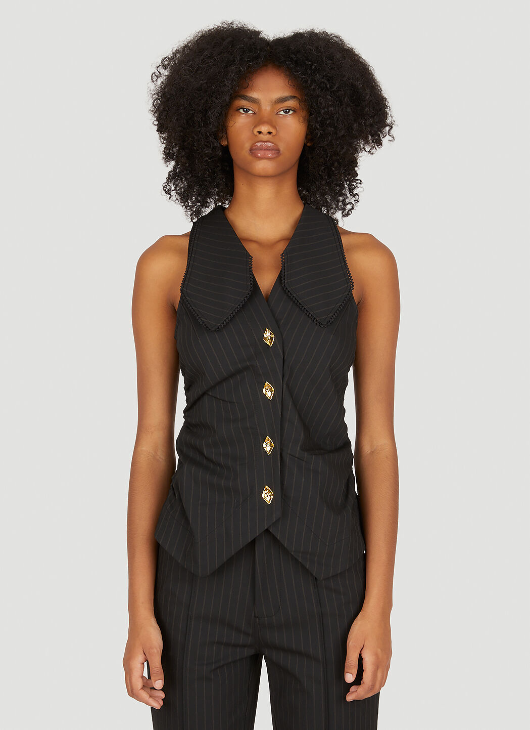 Black pinstripe waistcoat discount