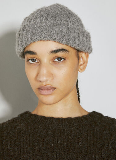 Our Legacy Fuzzy Beanie Hat Grey our0354007