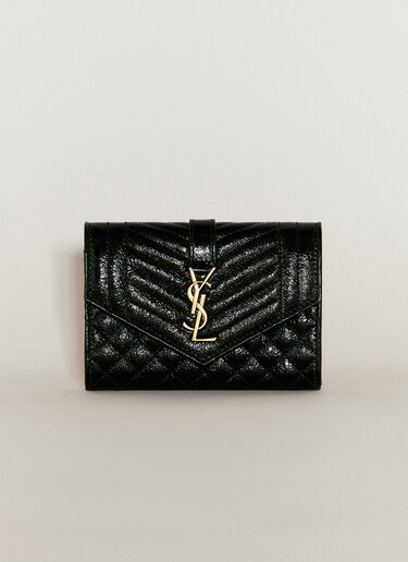 Saint Laurent Envelope Small Matelassé Wallet Black sla0255096