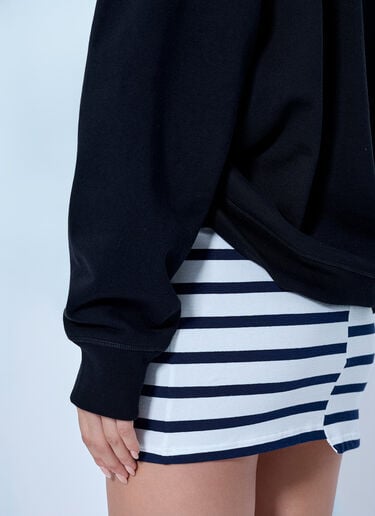LN-CC® - Jean Paul Gaultier: Cotton Fleece Hoodie With Leather Tag Detail - Black Jean Paul Gaultier Cotton Fleece Hoodie With Leather Tag Detail Black jpg0266004