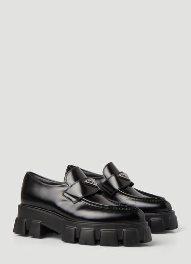 Prada Pointed Toe Monolith Loafers Black pra0249019