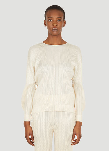 Pleats Please Issey Miyake Cable Stitch Top Beige plp0251005