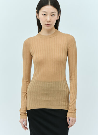 Sportmax Ribbed Wool Sweater Beige spx0255012