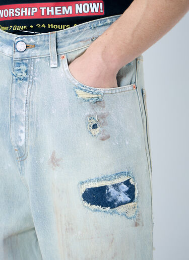 Vetements Trashed Baggy Jeans Light Blue vet0160003