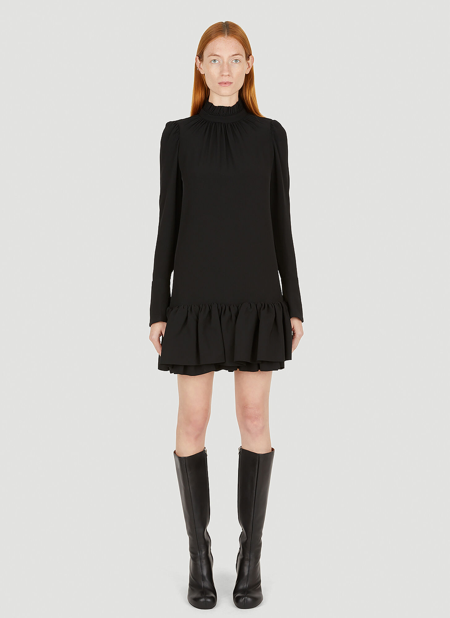 Paco Rabanne Ruffled Dress In Black