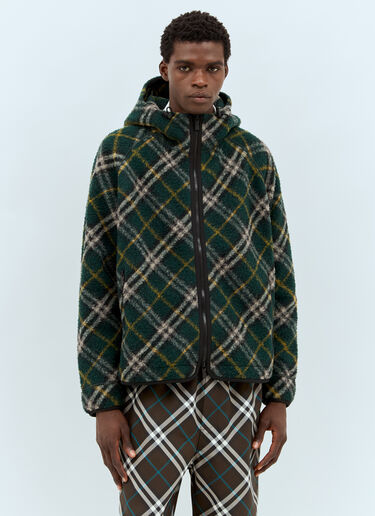Burberry Check Fleece Jacket Dark Green bur0157003