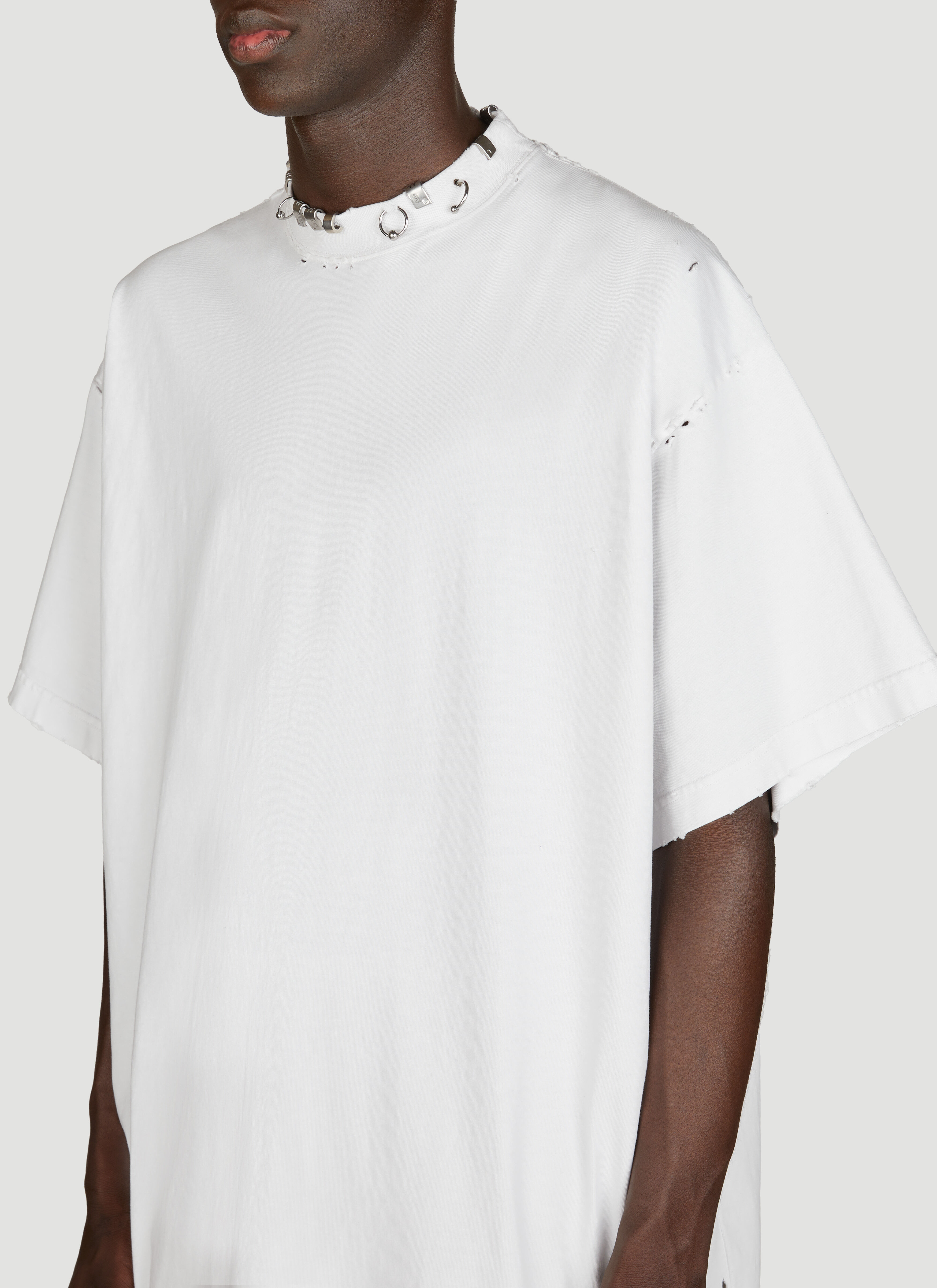 Balenciaga Men s Pierced Oversized T Shirt in White LN CC