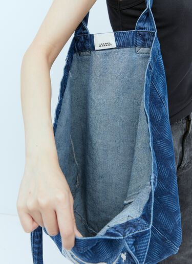 Isabel Marant Yenky Logo Embroidery Denim Tote Bag Blue ibm0253045