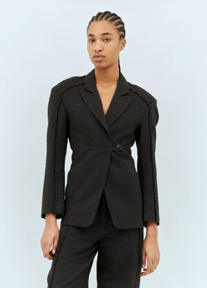 Ganni Tweed Suiting Blazer Black gan0258040