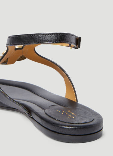 Gucci Double G Thong Leather Sandals Black guc0253132