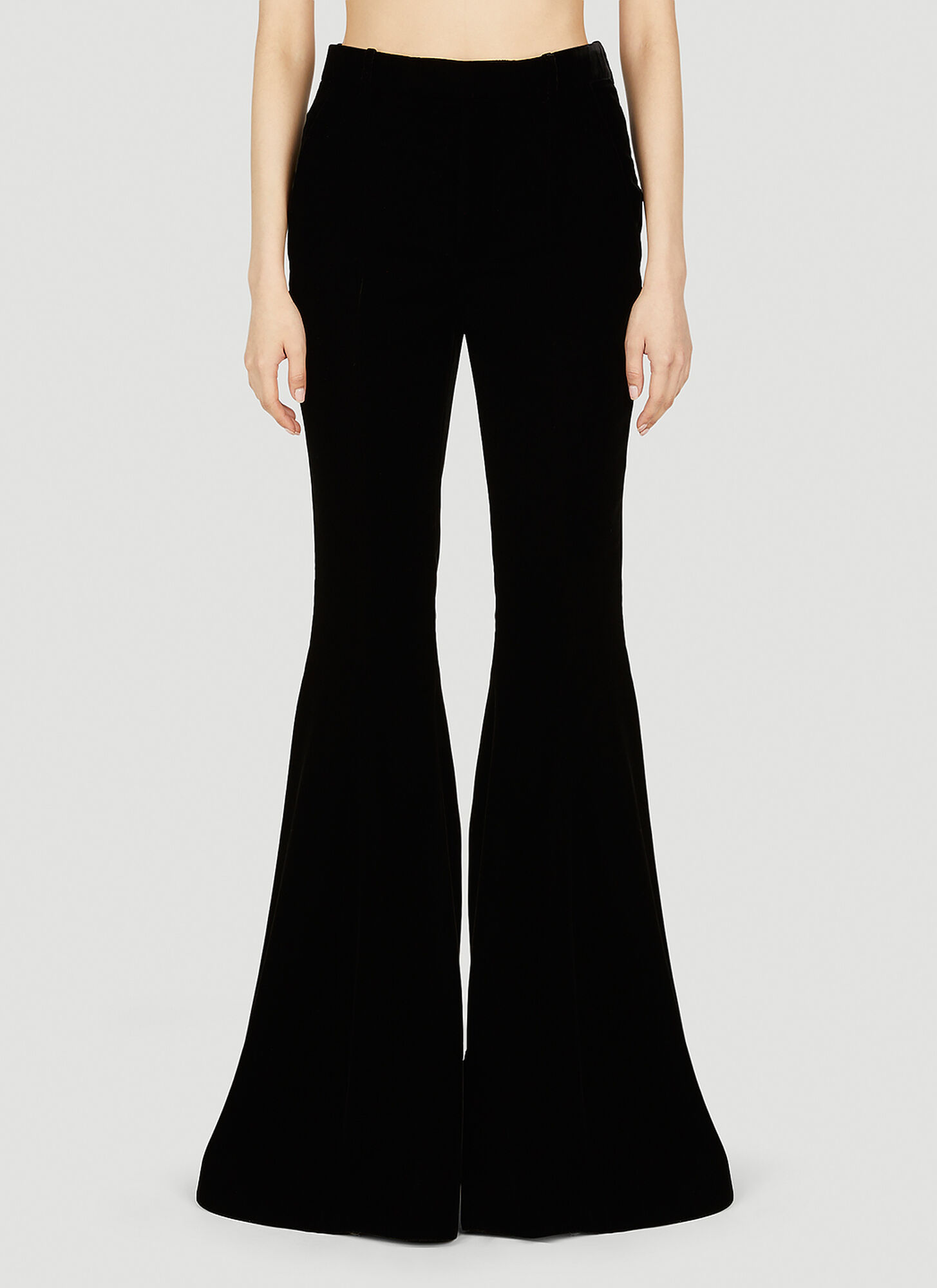 Saint Laurent Flared Velvet Pants In Black