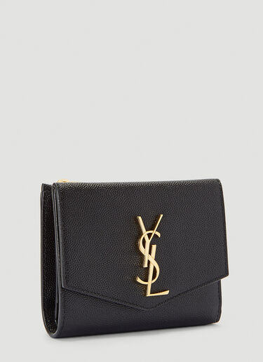 Saint Laurent Uptown Grain de Poudre Compact Wallet Black sla0239056