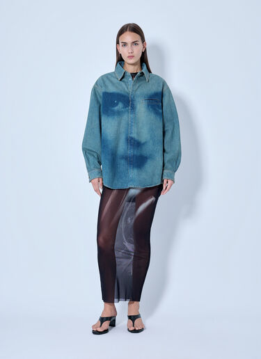 LN-CC® - Jean Paul Gaultier: Face Print Oversized Denim Shirt - Blue Jean Paul Gaultier Face Print Oversized Denim Shirt Blue jpg0266007