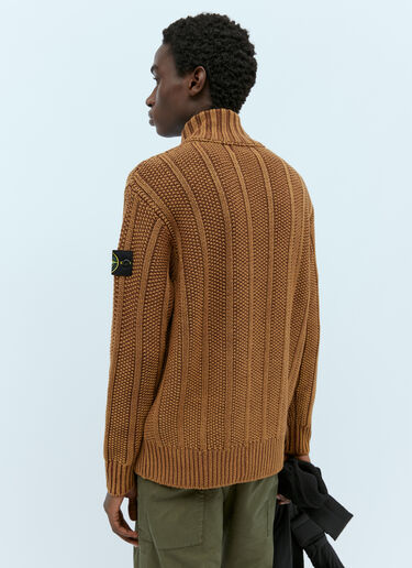 Stone Island Zip Up Wool Cardigan Brown sto0154056