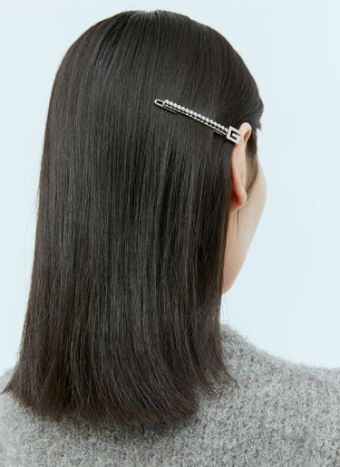 Gucci クリスタルスクエア G ヘアクリップ  シルバー guc0255115