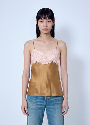 Saint Laurent Lace Camisole Top Light Brown sla0265010