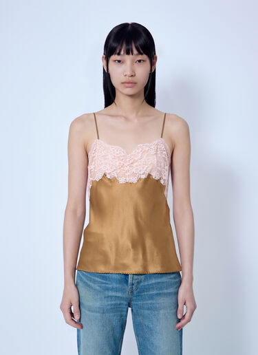 LN-CC® - Saint Laurent: Lace Camisole Top - Light Brown Saint Laurent Lace Camisole Top Light Brown sla0265010