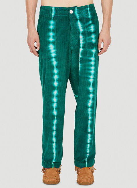 The Elder Statesman Grid Pants Dark Green tes0150008