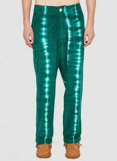 The Elder Statesman Grid Pants Dark Green tes0150008