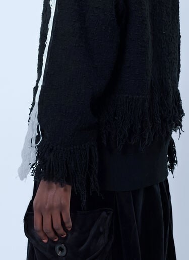 Y-3 Knitted 3 Stripes Fringy Sweater Black yyy0265016