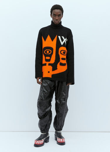 Walter Van Beirendonck Skull Knit Oversized Sweater Black wlt0154006
