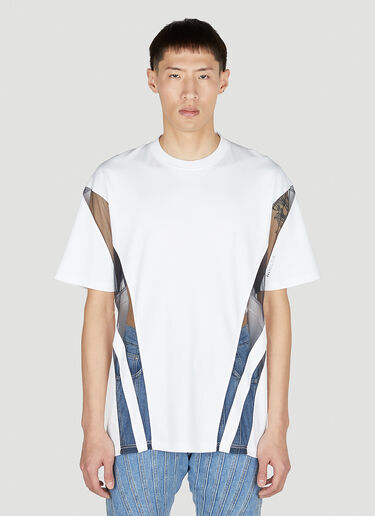 Mugler Sheer Panel T-Shirt White mug0351002