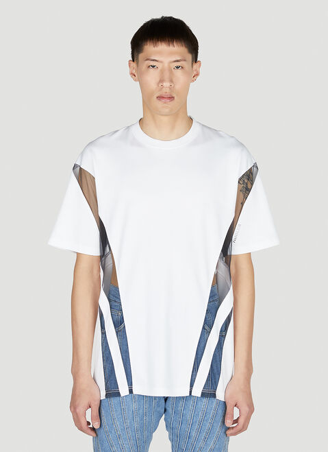 Mugler Sheer Panel T-Shirt Black mug0351001