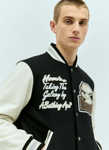羊毛混纺棒球夹克 A BATHING APE® 羊毛混纺棒球夹克 黑色 aba0154027