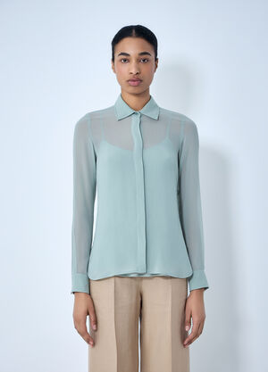 Max Mara Sheer Button-Down Blouse Green max0264004