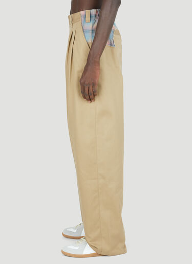 Check Panel Twill Pants Maison Margiela Check Panel Twill Pants Beige mla0153010