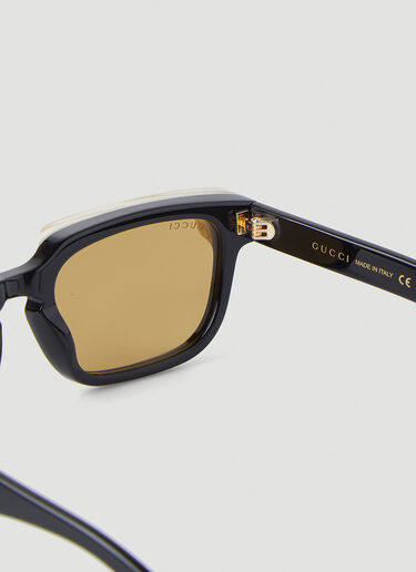 Gucci Contrast Trims Rectangular Sunglasses Black guc0148007