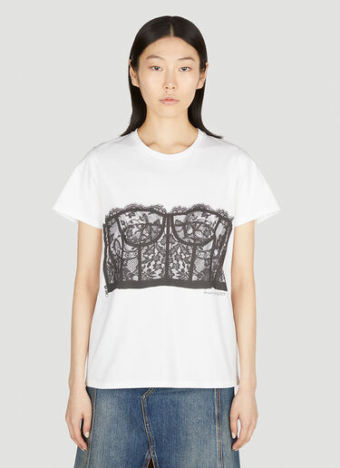 Bustier Print T-Shirt Alexander McQueen Bustier Print T-Shirt White amq0251041