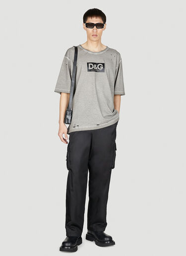 Dolce & Gabbana Distressed Logo Print T-Shirt Grey dol0152004