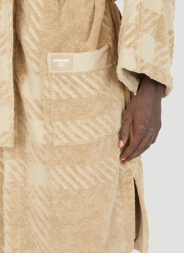 Burberry Check Cotton Jacquard Hooded Robe Beige bur0352001