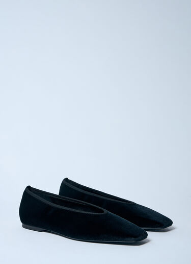 TOTEME Minimalist Velvet Ballerina Flats Black tot0259033