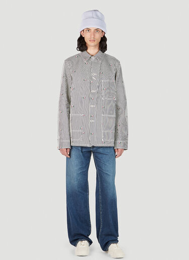 Kenzo Floral Stripe Workwear Jacket White knz0152001