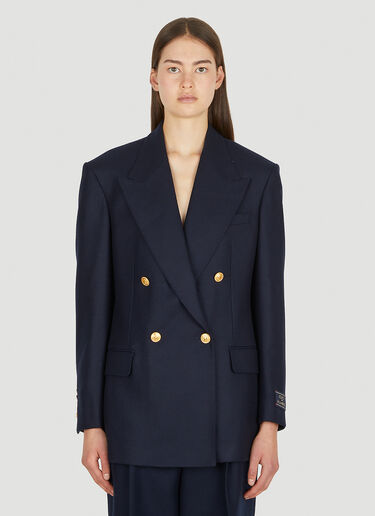 Gucci Logo Patch Double Breasted Blazer Navy guc0251041
