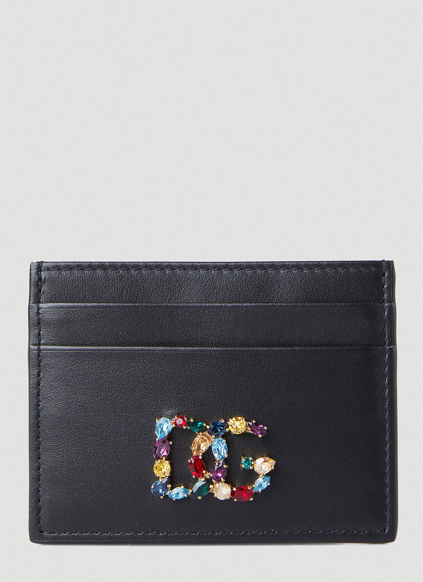 Dolce & Gabbana Crystal Plaque Card Holder In Black