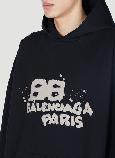Balenciaga 페인티드 로고 후드 스웨트셔츠 블랙 bal0151007