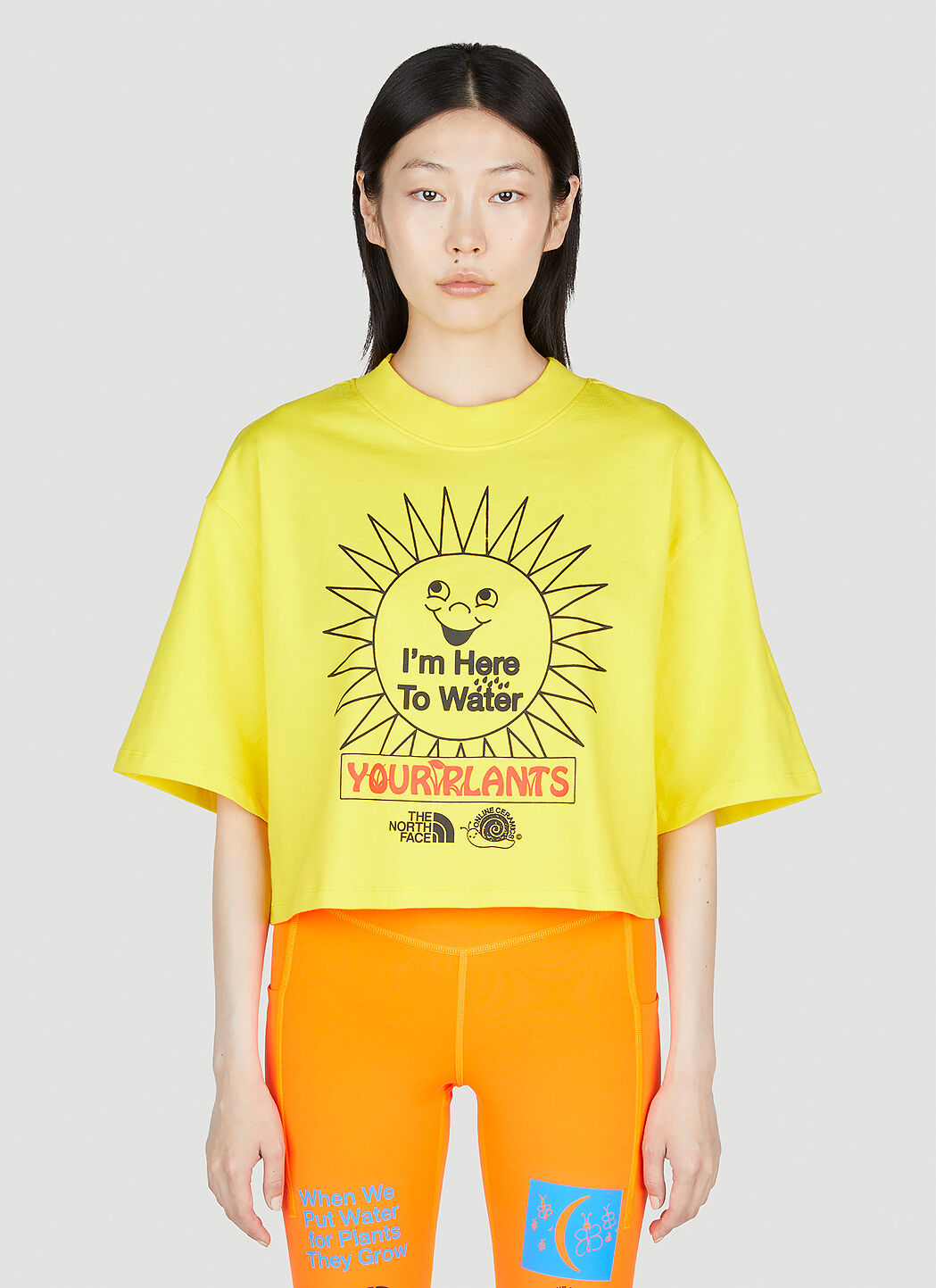 The North Face 크롭 프린트 티셔츠 블랙 tnf0252047